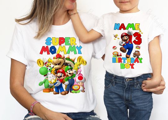 Mario Birthday Shirt, Birthday Mario Family Birthday Shirts, Super Custom Birthday Shirt ,Birthday Mario Matching Tees, Gamer Birthday