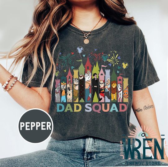 Discover Retro Disney Dad Squad Shirt, Disney Dad Characters Shirt, Father's Day Shirt, Disneyland Father Shirt, Disney Dad 2025 Shirt