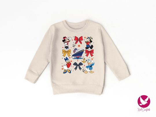 Disney Cruise Coquette Girl Sweatshirt,  Girls Disney Trip Gift, Mickey Friends Cruise Line Toddler Sweatshirt, Disney Family Cruise Sweater
