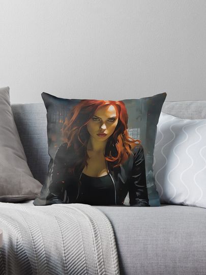 Black Widow painting Pillow