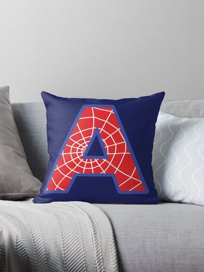Spiderman With Your Name - First Letter Of Your Name - Letter A Pillow