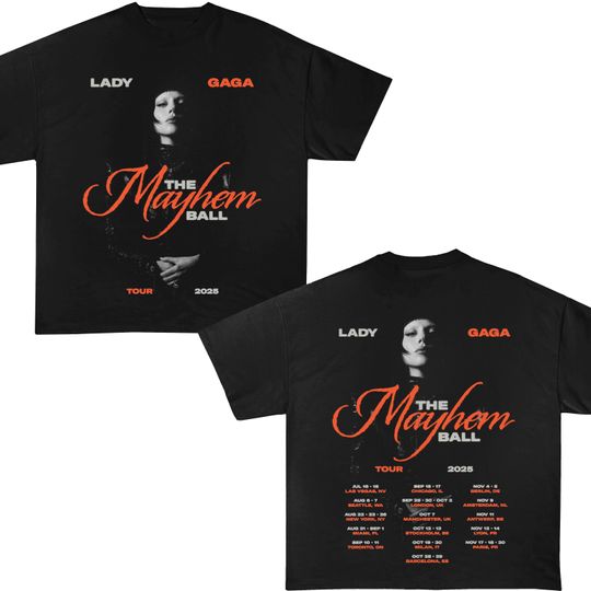 Mayhem Tour Tshirt, 2 sided Design Tee, Ld ga Shirt, Pop Music Lover Shirt, Gift for Little Monster, Mayhem Shirt