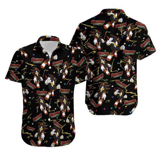 Gaming GiftShadow The Hedgehog Hawaiian NDB65 ,Video Games, Sega Sonic, Gamer, Hawaiian Shirt, Gaming Gift