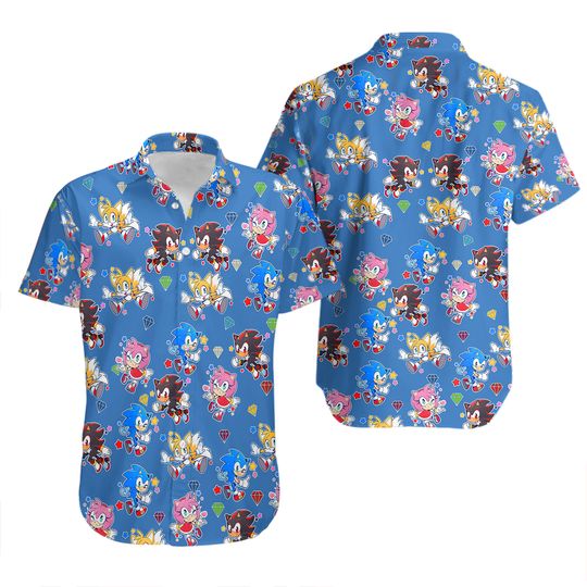 The Headgehog Japanese Hawaiian NDB67 ,Video Games, Sega Sonic, Gamer, Hawaiian Shirt, Gaming Gift
