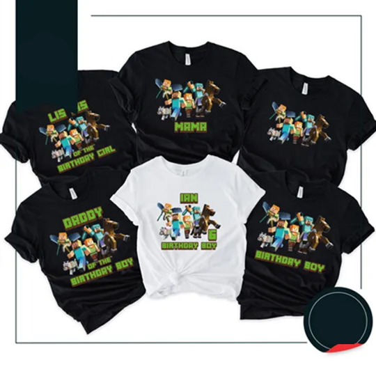 Minecraft Shirt | Birthday Party Shirt | Custom Family Birthday Tee | Gift for Kids | Mine Craft Family Matching Birthday Shirts