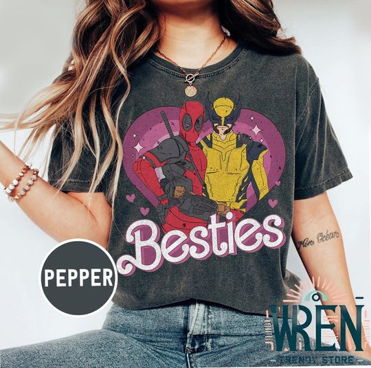 Vintage Cute Deadpool Wolverine Besties Forever Comfort Colors Shirt, Retro Wolverine Deadpool Movie Tee, Superhero Best Friends Shirt