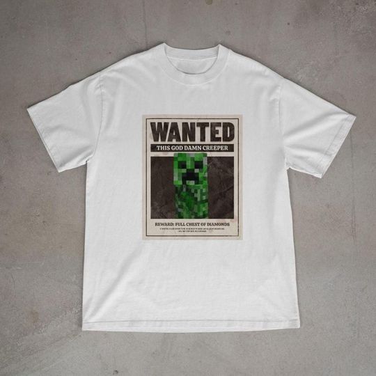 Wanted Creeper Unisex Tee, Perfect for Gamers, Minecraft Fans, Birthdays, Casual Wear, Gift for Teens