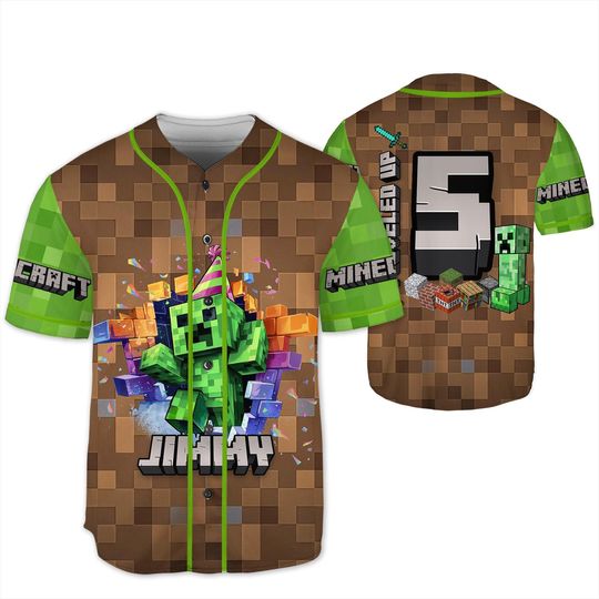 Minecraft Birthday Party Jersey, Family Birthday Jersey, Birthday Boy Gift, Minecraft Birthday, Birthday Boy Jersey