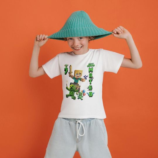 Minecraft Birthday Tshirt, Kids Tee, Gaming Shirt, Gamer Gift, Children's Apparel, Video Game Theme