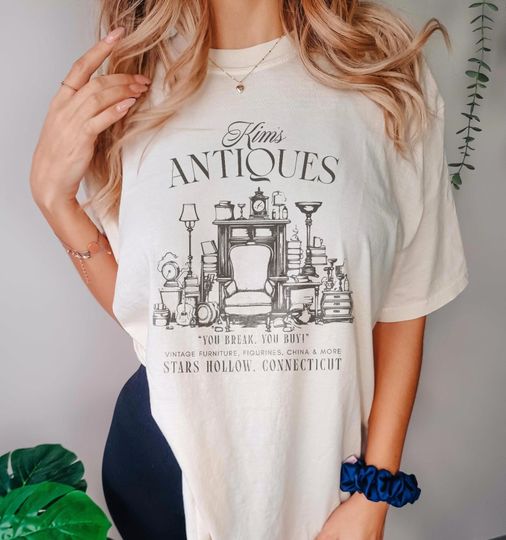 Kim's Antiques Shirt | Gilmore Girls Gift, Rory Lorelai Dragon Fly Inn, Luke's Diner, Gilmore Girls Fan, Stars Hollow CT Comfort Colors Tee