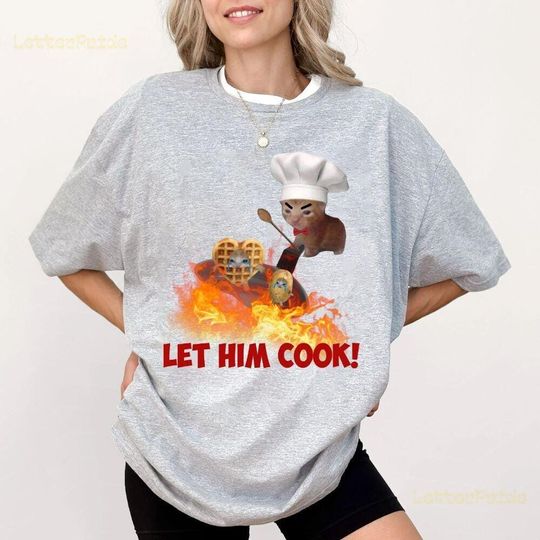 Funny Cat Meme T-Shirt - LET HIM COOK Cute Chef Cat Shirt for Cat Lovers & Foodies