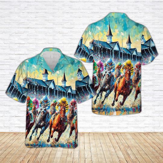 Churchill Downs Kentucky Derby Hawaiian Shirt,Derby Button Up Shirt, Horse Racing Lover, Talk Derby To Me, Kentucky Derby Day