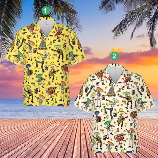 Funny Cinco De Mayo Skeleton Hawaiian Shirt, Let's Fiesta Button Up Shirt, Mexican Festival Hawaiian Shirt, Dancing Skeleton Shirt