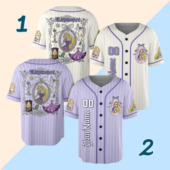 Custom Disney Princess Rapunzel Jersey, Custom Name & Number Kid Adult Jersey, Gift For Disney Fan, Birthday Gift for Kids