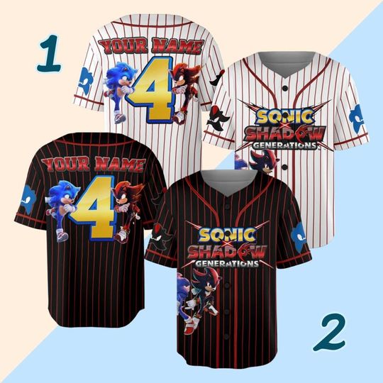 Custom Sonic Shadow the hedgehog Baseball Jersey, Custom Disney Knuckles Jersey Shirt, Shadow Party Jersey, Birthday gift for Kids
