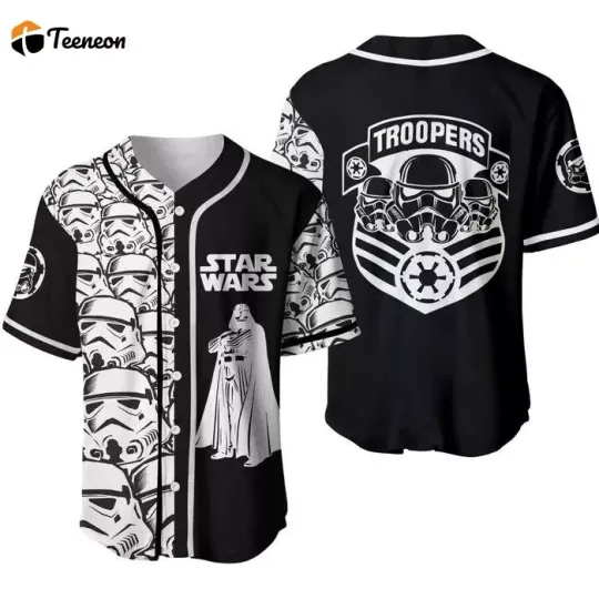 Star Wars Stormtrooper Black Cute Disney Unisex Cartoon Graphic Baseball Jersey