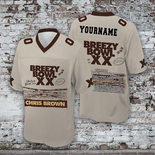 Custom Name Chris Brown Breezy Tour 2025 Black Football Jersey