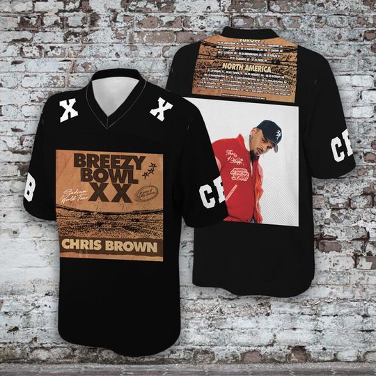 Chris Brown Breezy Tour 2025 Black Football Jersey