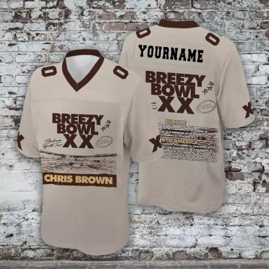 Custom Name Chris Brown Breezy Tour 2025 Black Football Jersey
