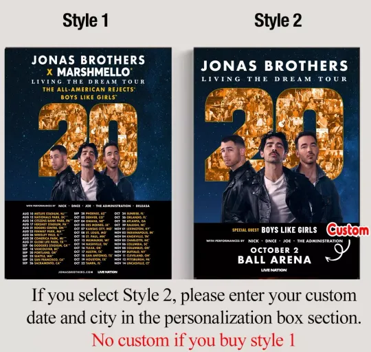 Jonas Brothers Jonas 20: Living The Dream Celebrating 20 Years Tour 2025 Poster