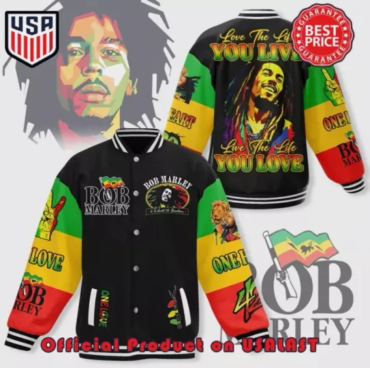 Bob Marley You Live You Love Baseball Jacket