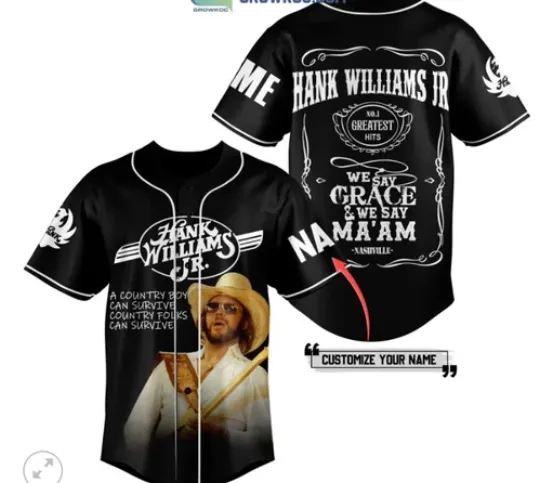 Hank Williams JR We Say Grace And We Say Maam baseball jersey