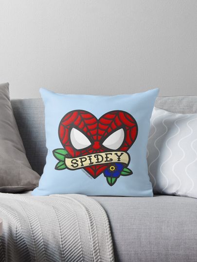 Tattoo Style Spidey Heart, Spiderman Pillow