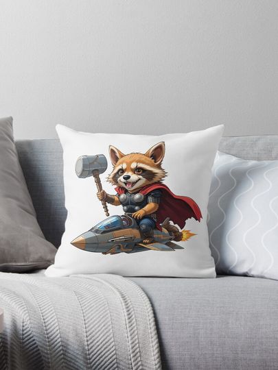 Corgi Avenger Corgi Thor Rocket: Heroic Intergalactic Duo Pillow