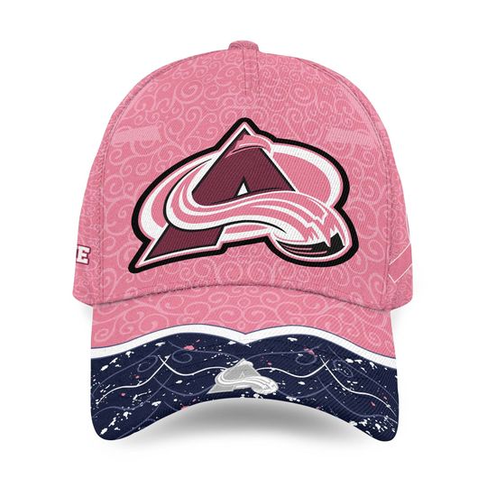 Personalized Colorado Avalanche Baseball Cap Hockey Fights Against Cancer Gift