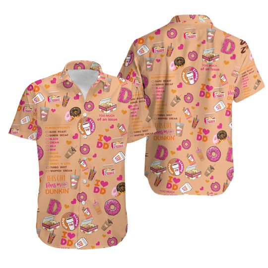 Dunkin Donuts Hawaiian Shirt, Dunkin Donuts Shorts, Button Up Shirts, Dunkin Donuts Shirt Men, Dunkin Donuts Gift, Dunkin Button Shirt