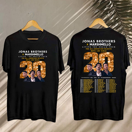 2025 Jonas Brothers Living The Dream Tour Shirt, Marshmello 2025 Tour, Jonas Brothers Fan Gift, Jonas Brothers Merch, Jonas Brothers Shirt