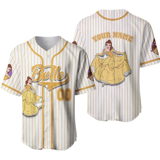 Discover Personalized Princess Belle Disney Movie Baseball Jersey, Beauty and the Beast Belle Custom Jersey, Birthday Team Jersey