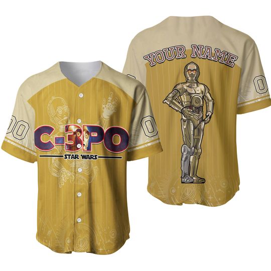 Personalized C3PO Robot Star Wars Character Baseball Jersey Shirt