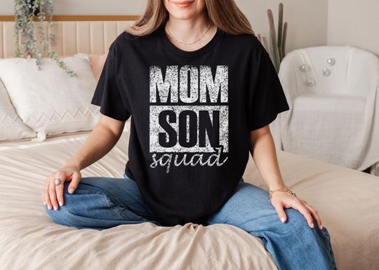 Mommy Son Squad T-Shirt Mother's Day Matching Outfit Cute Mother Son Tee Family Gift for Mom and Sons