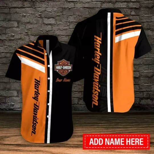 Discover Personalized Harley Motor Racing Davidson Casual Button Down Shirt