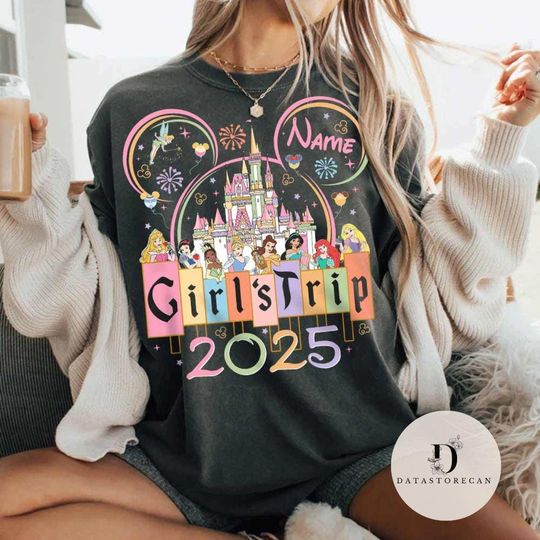 Personalized Disney Princess Girl's trip 2025 shirt, WDW Disneyland Magic Kingdom shirt, Best friends Bestie Sisters matching shirts