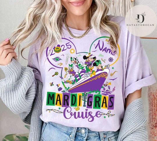 Personalized Mardi Gras Cruise 2025 shirt, Mickey & friends Cruise Squad Family Group matching shirts, Disney Cruise Line vacation shirt