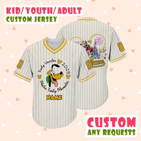 Personalized Pluto Dog Family Vacation 2025 Vneck Jersey, Making Family Memories Custom Jersey, Family Jersey, Jersey For Kids