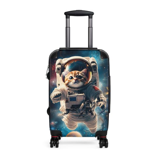 cat suitcase, astronaut animal, Travel accessories, fancy luggage, childrens suitcase, travel suitcase