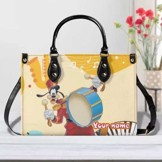 Discover Personalized Goofy Leather Handbag, Goofy Cartoon Lovers Leather Bag Gift