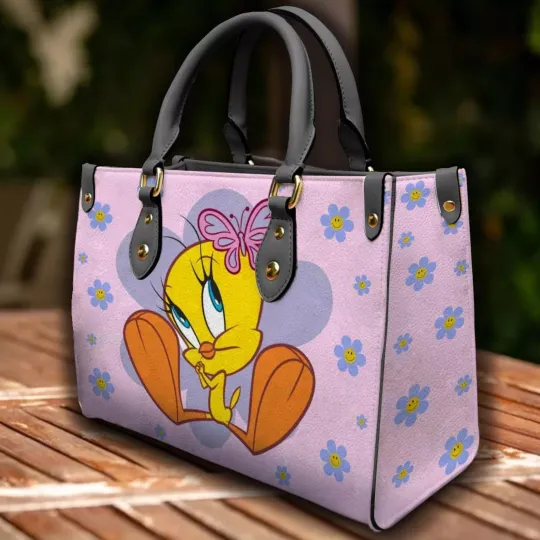 Tweety Bird Leather Handbag, Tweety Bird Looney Tunes Lovers Gift