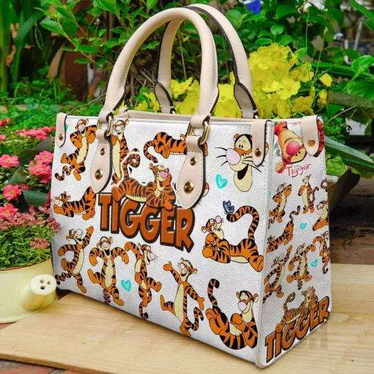 Personalized Tigger Leather Handbag, Tigger Winnie The Pooh Lovers Gift Bag