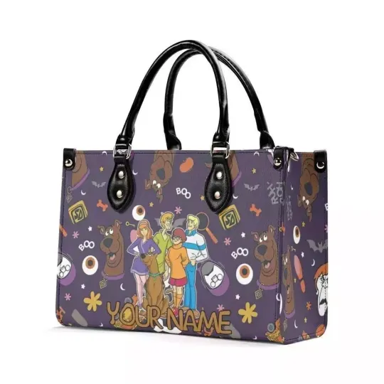 Personalized Scooby Doo Dog Leather Handbag, Scooby Doo Lovers Leather Bag Gift