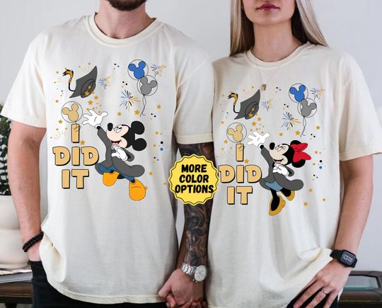 Comfort Colors Disney Graduation T-Shirt, I Did It 2025, Minnie Mickey Matching Graduation, High School Grad Gift, Disney Family Grad Shirt