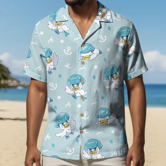 Splash Duck Hawaiian Shirt  Ocean Breeze Edition | Stylish Light Blue Button-Up, Perfect for Summer, Beach Days