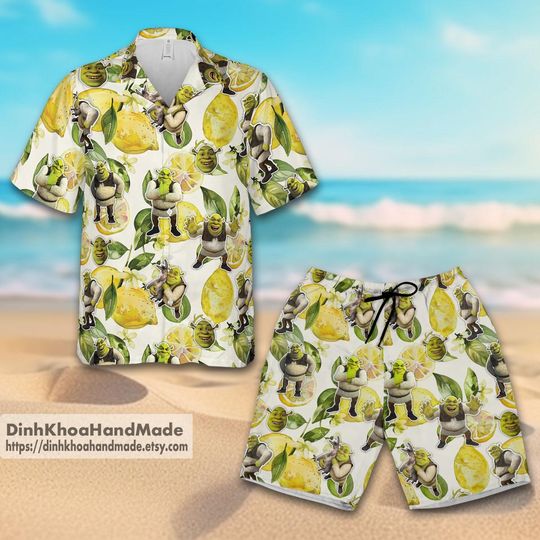 Shrek Hawaiian Shirt And Short, Cute Shrek Hawaiian  Shirt, Cartoon Movie Lover Shirt, Family Vacation 2025 Shirt, Birthday Gift