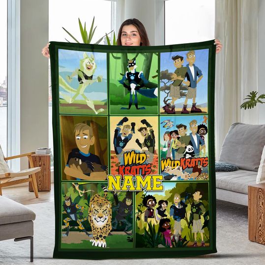 Personalized Wild Kratts Velvet Blanket/Custom Name Wild Kratts Blanket/Wild Kratts Cartoon Blanket/Christmas Gift/Birthday Gifts