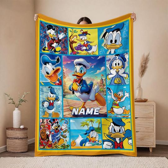 Personalized Donald Duck Blanket, Disney Donald Duck Fleece Blanket, Gifts For Kid, Birthday Gifts, Baby Throw Blanket