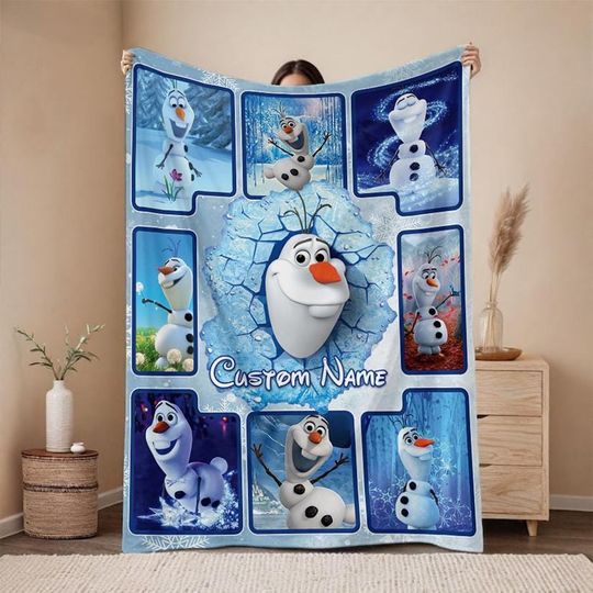 Customized Olaf Blanket Personalized Flannel Couch Nap Blanket Bedding Valentine's Comfortable Bedroom Birthday Child Gift