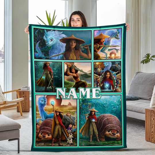 Raya And The Last Dragon Blanket Custom Name, Personalized Blanket, Customized Bedding Comfortable Bedroom Birthday Child Gift